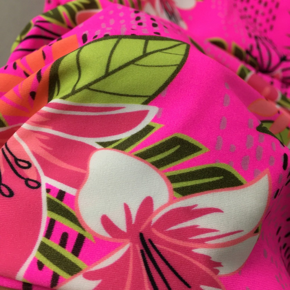 MeetCurve Pink Tropical Floral Halter Tankini Swim Top XL NWT Ruched Padded - Picture 10 of 10